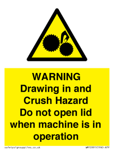 Warning Drawing in and Crush Hazard